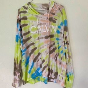 Calvin Klein long sleeve tie dye top with hood
